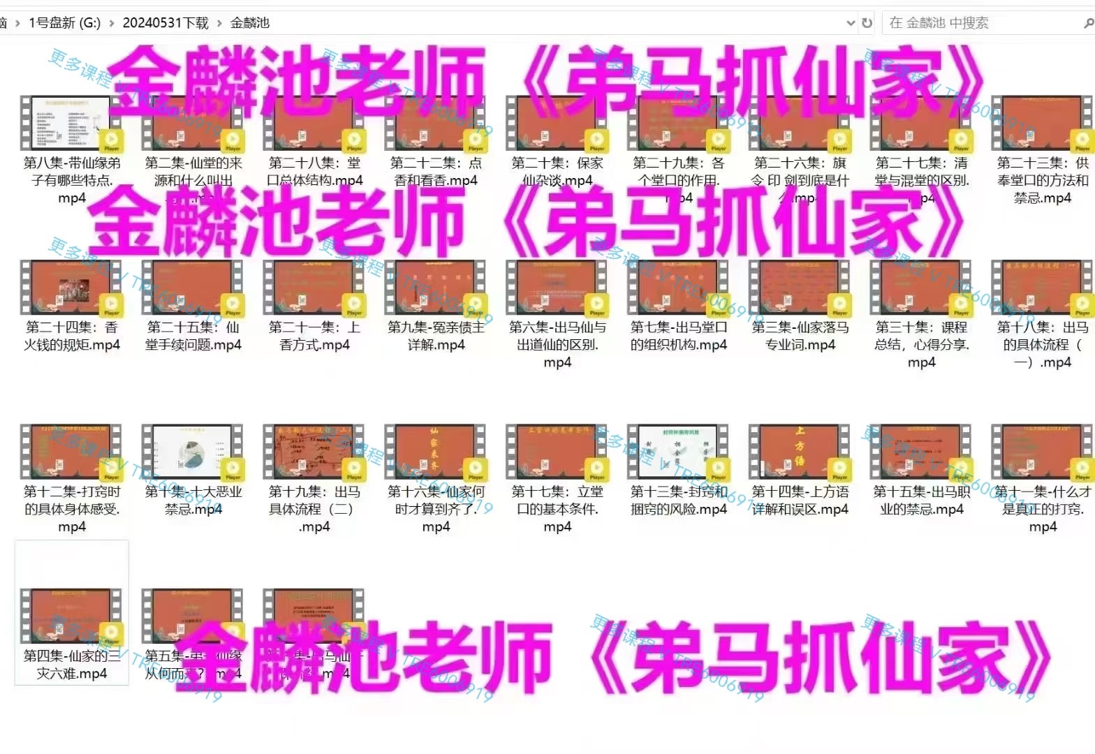 (出马仙)重‮好磅‬课：金麟‮老池‬师《出马仙、抓香术、弟‮抓马‬仙家》课程共30节