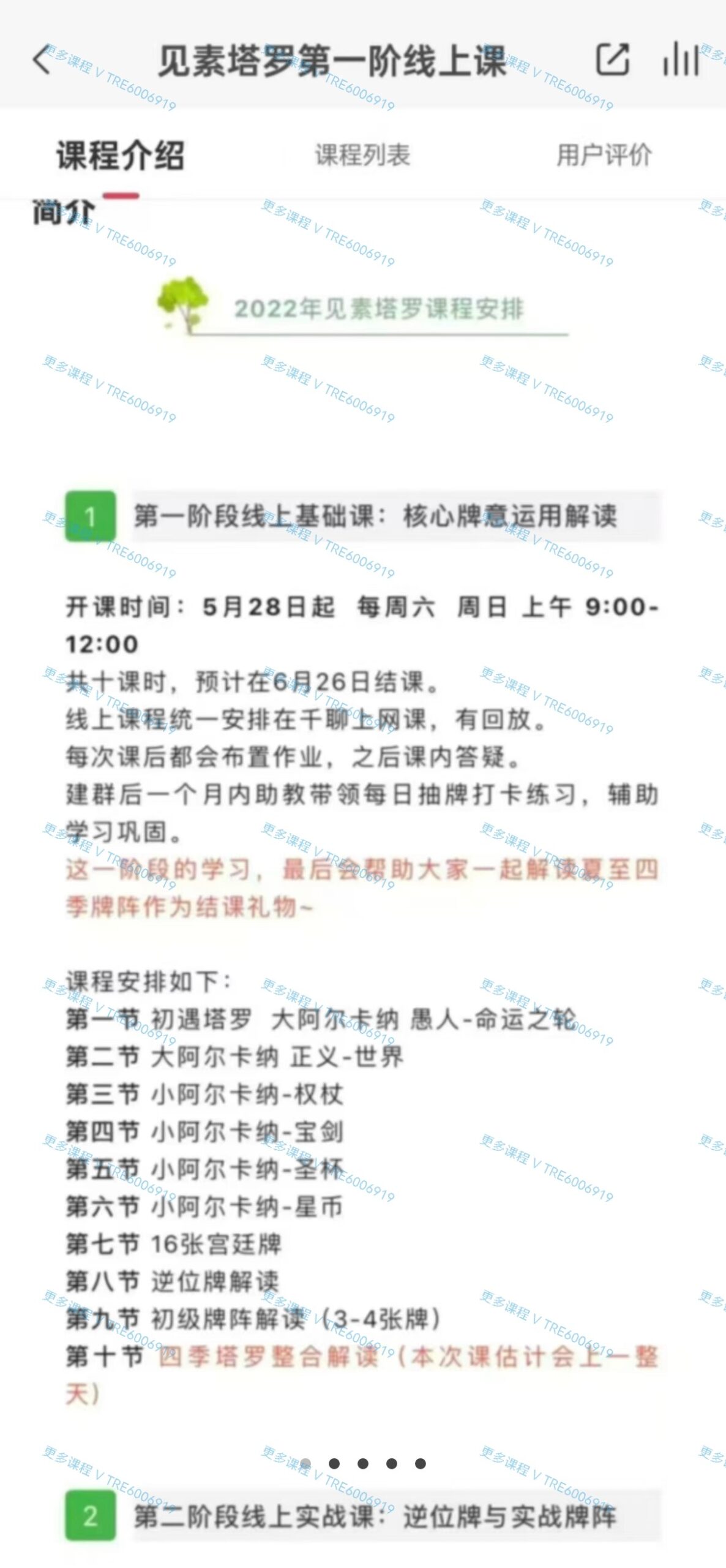 (塔罗课程)见素塔罗第一阶线上课+第二阶线上课 视频课程